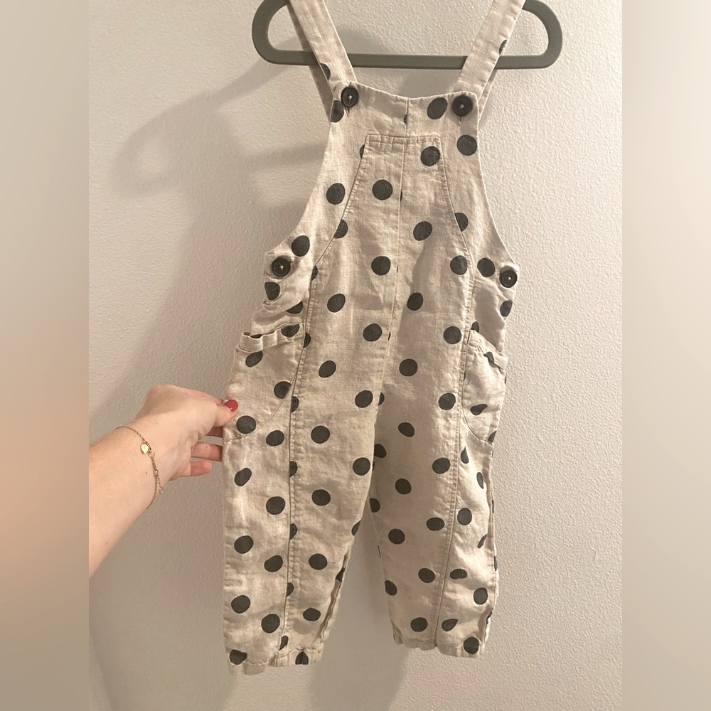 Zara linen polka dot overalls size 2-3 excellent condition